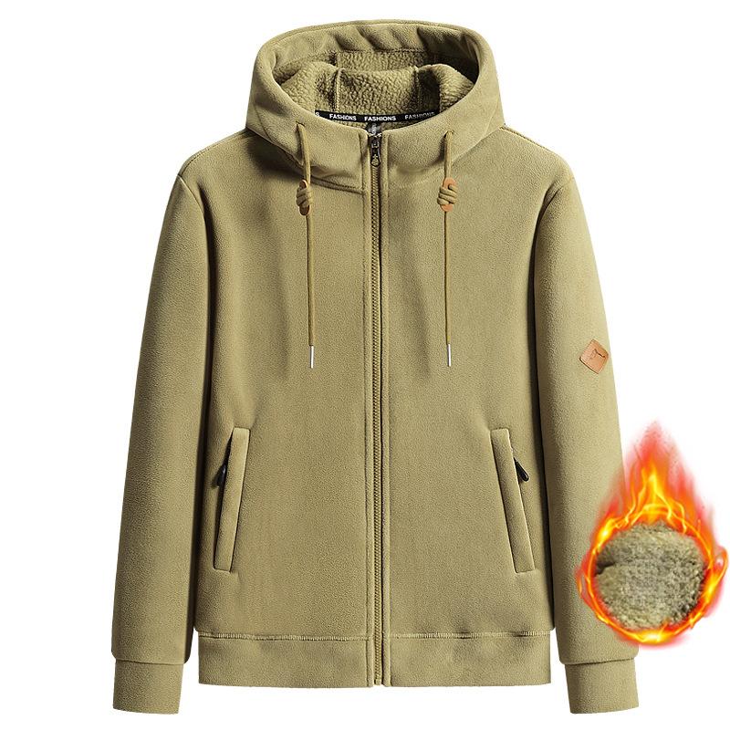 Winter Lamb Fleece Hoodie for Men Korean Version Thick Warm Coral Fleece Zipper Jacket Couple Hooded Coat Sudaderas Para Hombres