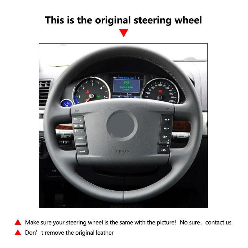 For VW Touareg Phaeton 2002 2003 2004 2005 2006 2007 2008-2010 Car DIY Ized Interior Accessories Steering Wheel Cover Trim