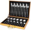 24pcs Dinnerware Set Stainless Steel Tableware Set Luxury Fork Spoon Knife Gold Silver Cutlery Gift Box Kitchen Accessories