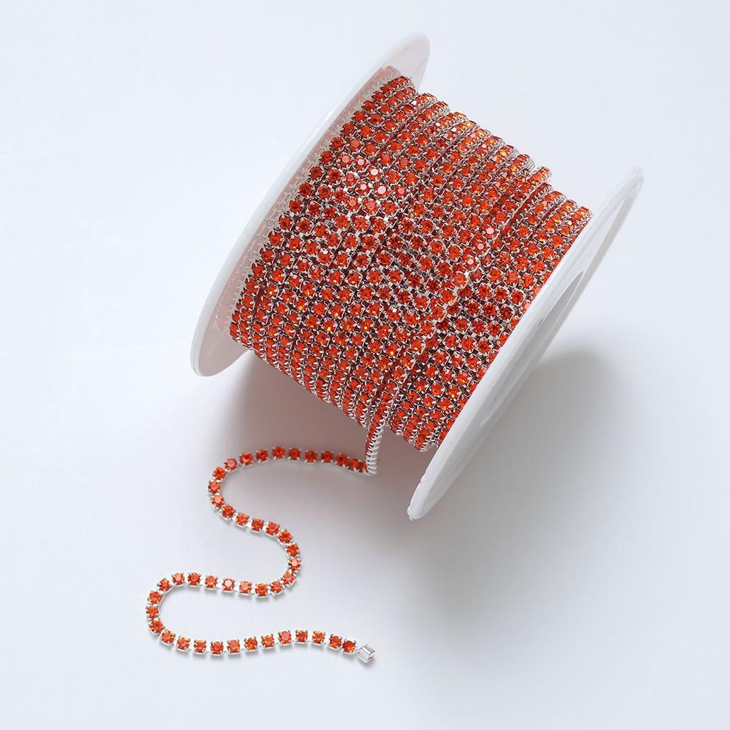 Silver bottom dense claw glass crystal rhinestone claw chain, color inlaid crystal diamond chain DIY mobile phone material sticker diamond accessories