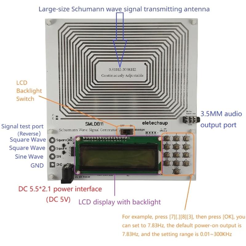 Adjustable 0.01Hz-30000Hz 7.83HZ Schumann Resonance Low Frequency Pulse Waves Generator Sound Resonator Signal Generator