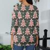 Women's Casual Fashionable Sexy Comfortable V-Neck Christmas Three-Quarter Sleeve Top