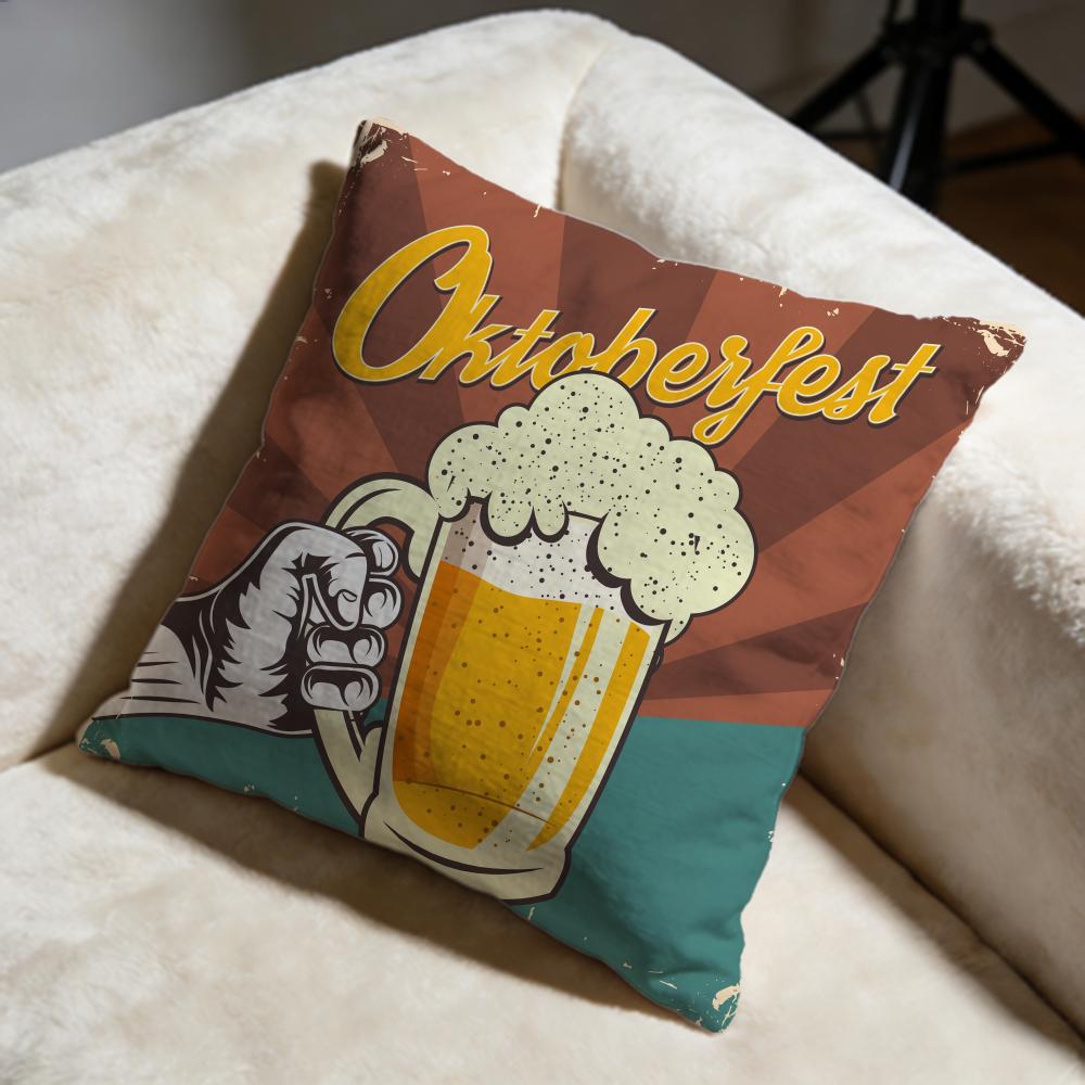 Beer Wine Retro Style Cushion Cover Soft Decorative Pillow Case Suitable For Bedroom Sofa Car Travel Use