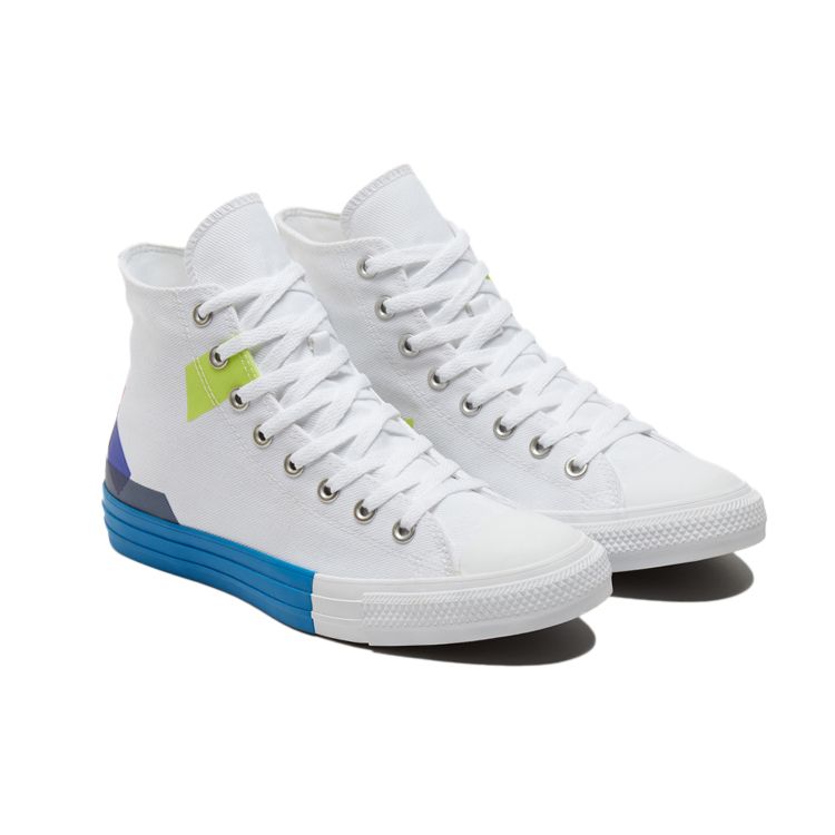 Converse Chuck Taylor All Star Comfortable Versatile Trendy Classic High-Top Canvas Shoes Unisex Sneakers White Blue 173184C