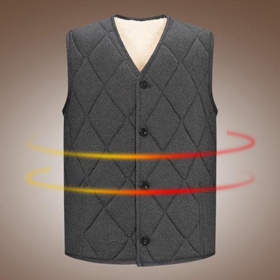 Gilet da uomo Autunno Inverno Gilet monopetto senza maniche imbottito Cardigan tinta unita Tinta unita Plus Size Cardigan caldo spesso Gilet da uomo di media lunghezza