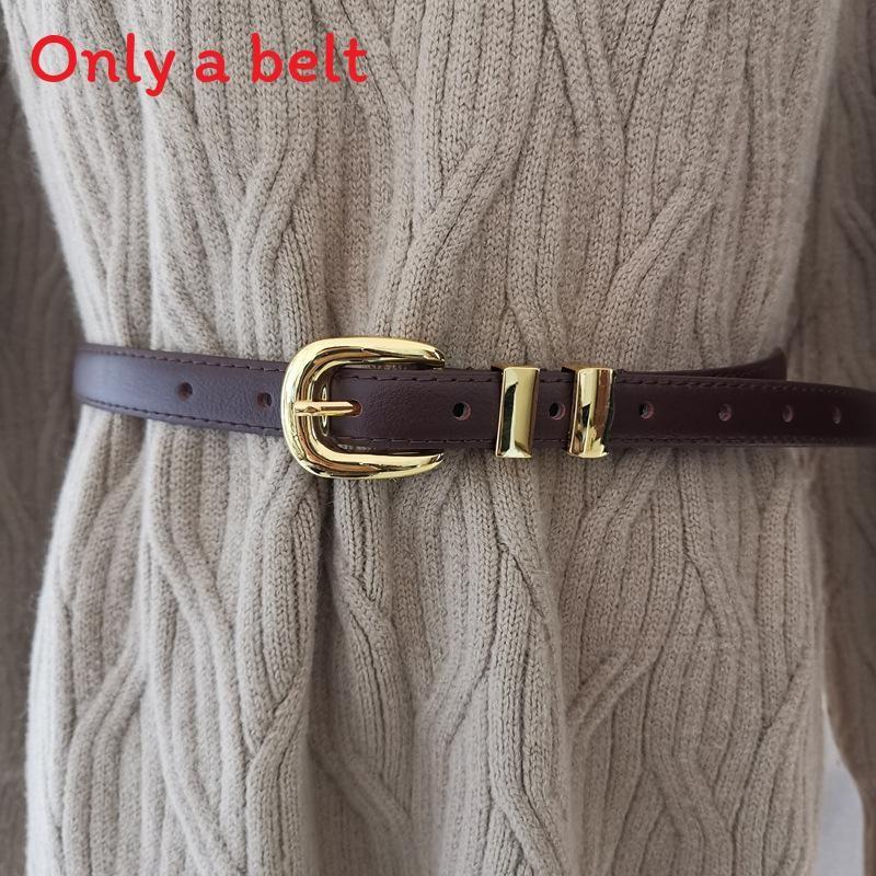 Leather Womens Belt With Alloy Buckle For Casual Vintage Style