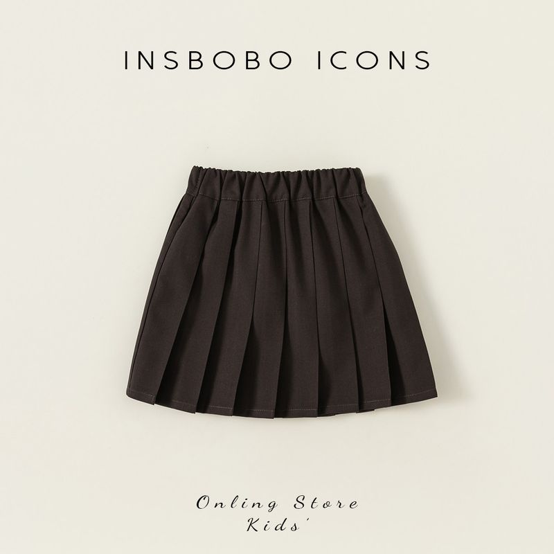 Insbobo Girls  Skirt 2026 Spring New Style Pleated Skirt for Girls, Stylish Short Skirt for Children, Girls  Skirt Curry color 100