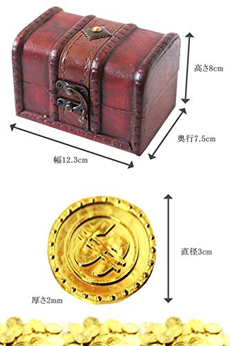[SCGEHA] Antique-Style Pirate Treasure Chest, Treasure Box, Gold Coins, Hidden Treasure, Gold Coin Treasure Chest, Filled with Gold Coins! (Large Trea