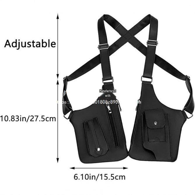 Unisex Leather Crossbody Underarm Bag - Outdoor Multi-function Square Phone Vest Bag