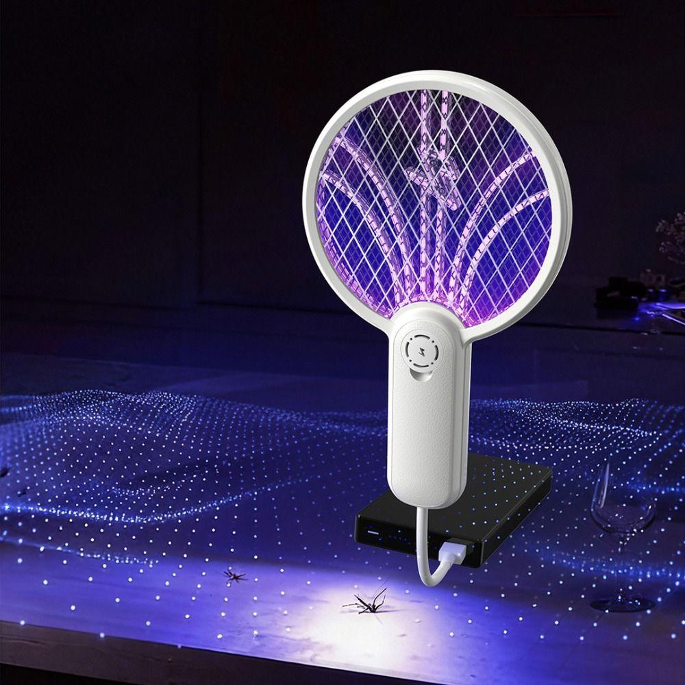 Portable Electric Mosquito Racket Mini Plug-in Mosquito Killer Fly Swatter Bug Zapper Household