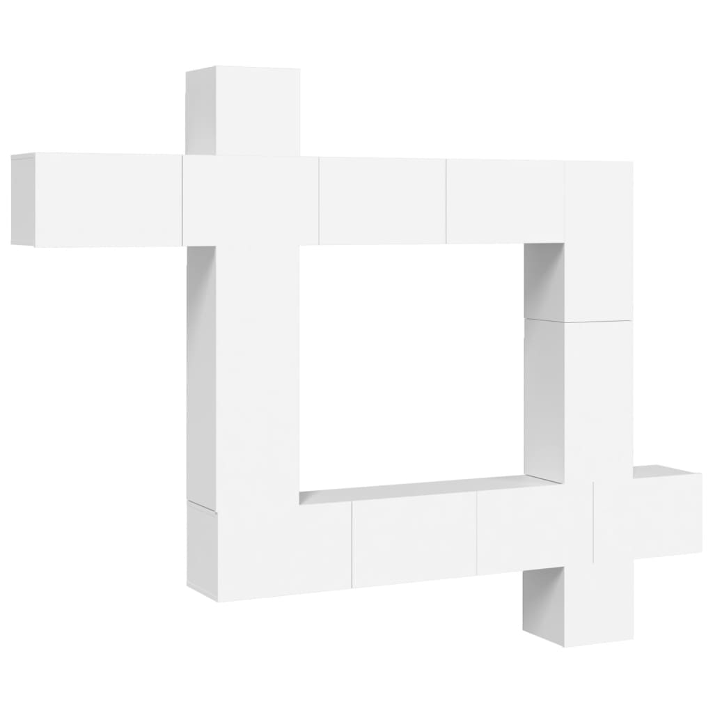 9 piece TV cabinet set white particleboard