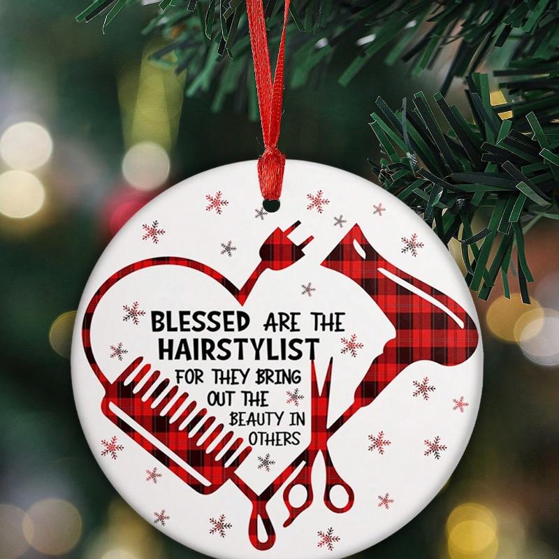 

1pc Hair Stylist Ornaments, Ceramic Hairdresser Hair Stylist Xmas Ornament Hairstylist Comb Hair Dryer Scissor Ornament Gift Best Hair Stylist 1PCS