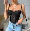 Sexy Gathering Slim Fit Fishbone Bust Eyelashes Lace Perspective Pure Desire Suspender Vest Vest Women's Exterior Wear