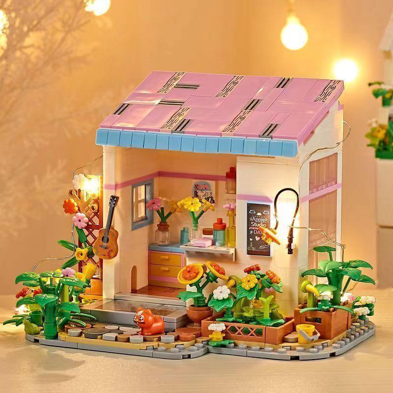 Convenience Store Building Block City Street View Building Mini House Children's Toys Girl Street View Building Block Landscape Ornament