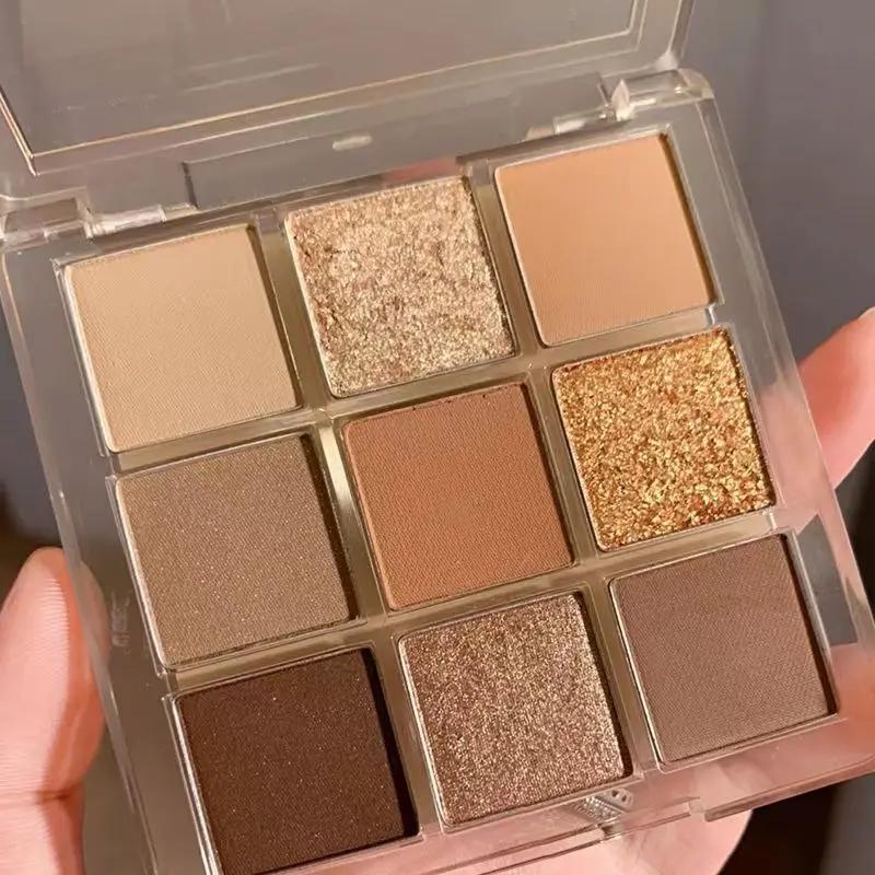 9 Glitter Eyeshadow Palette Pink Pearly Eyeshadow Palette Korean Charming Eye Makeup Palette Shiny Eye Shadow Eye Pigments