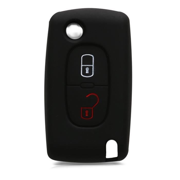 Kwmobile Accessoire Clé De Voiture Pour Peugeot Citroen - Coque Pour Clef Pliable De Voiture Peugeot Citroen 2-Bouton En Silicone Ro