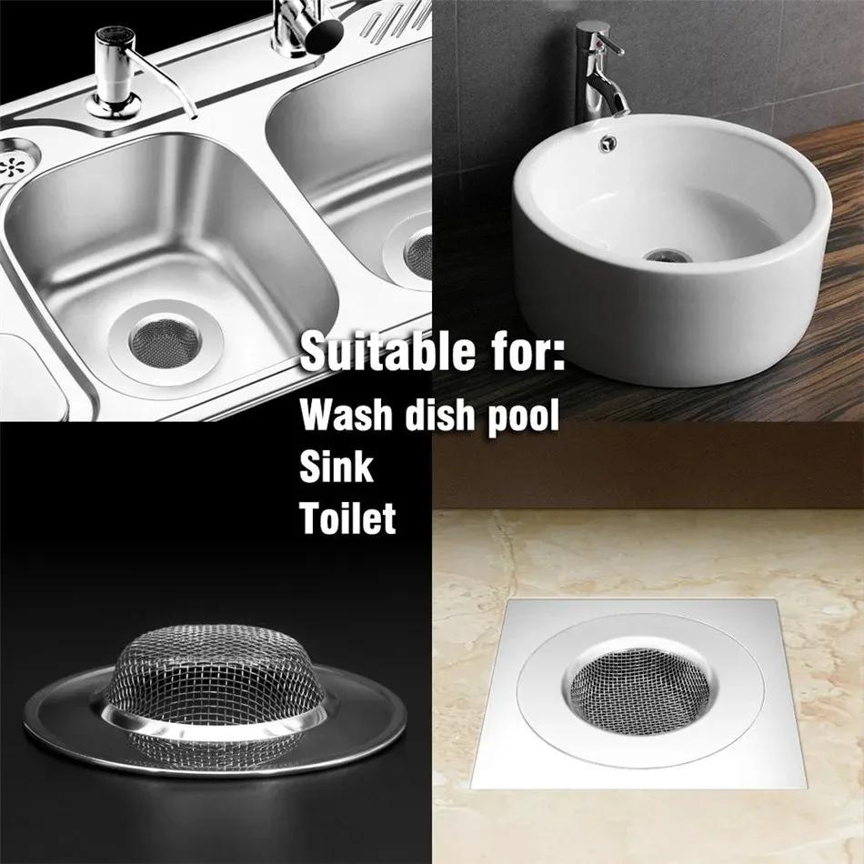 Universal Sink Drain Filter – Stainless Steel Mesh Catcher for Kitchen & Bathroom,Catches Hair,Food Scraps,Debris, Reusable,Easy To Clean, Anti-Clog