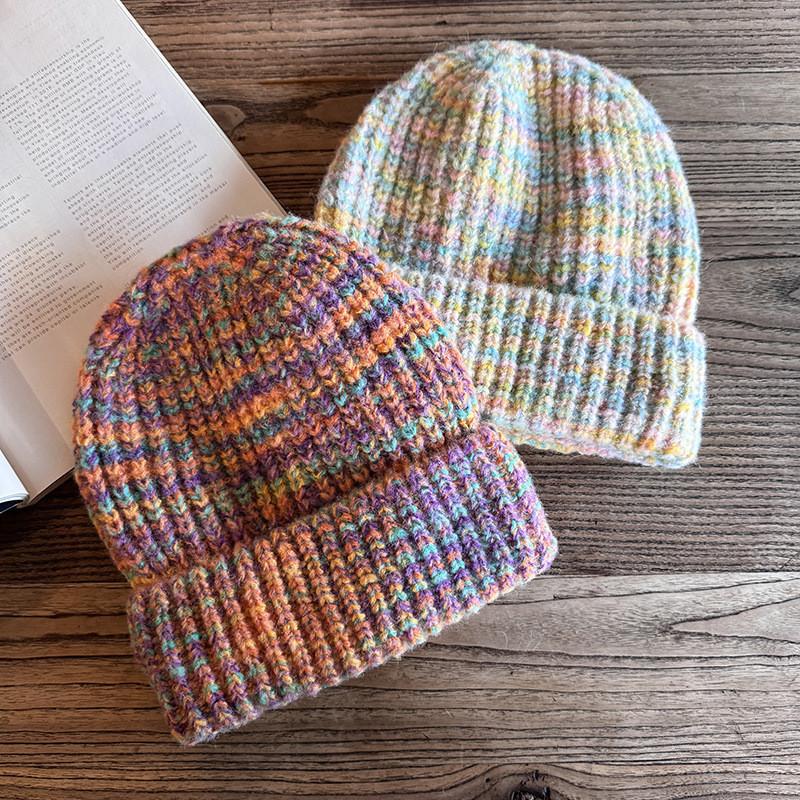 Fashion Women Colored Casual Thick Warm Knitted Hat For Winter Use Outings
