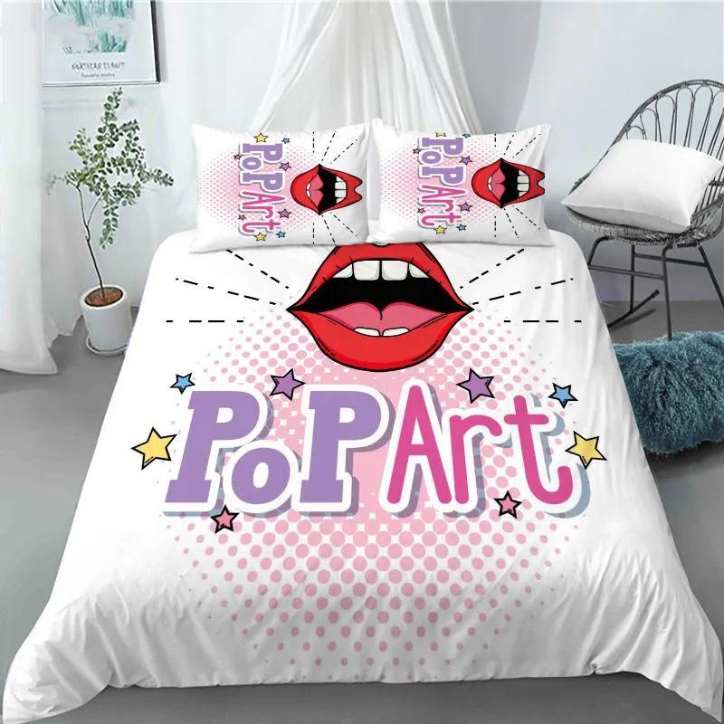 3D Hip Hop Art Style Duvet Cover Cool Rock and Roll Style Quilt Cover with Pillowcase for Kid Home Bedroom Decor King Queen Size