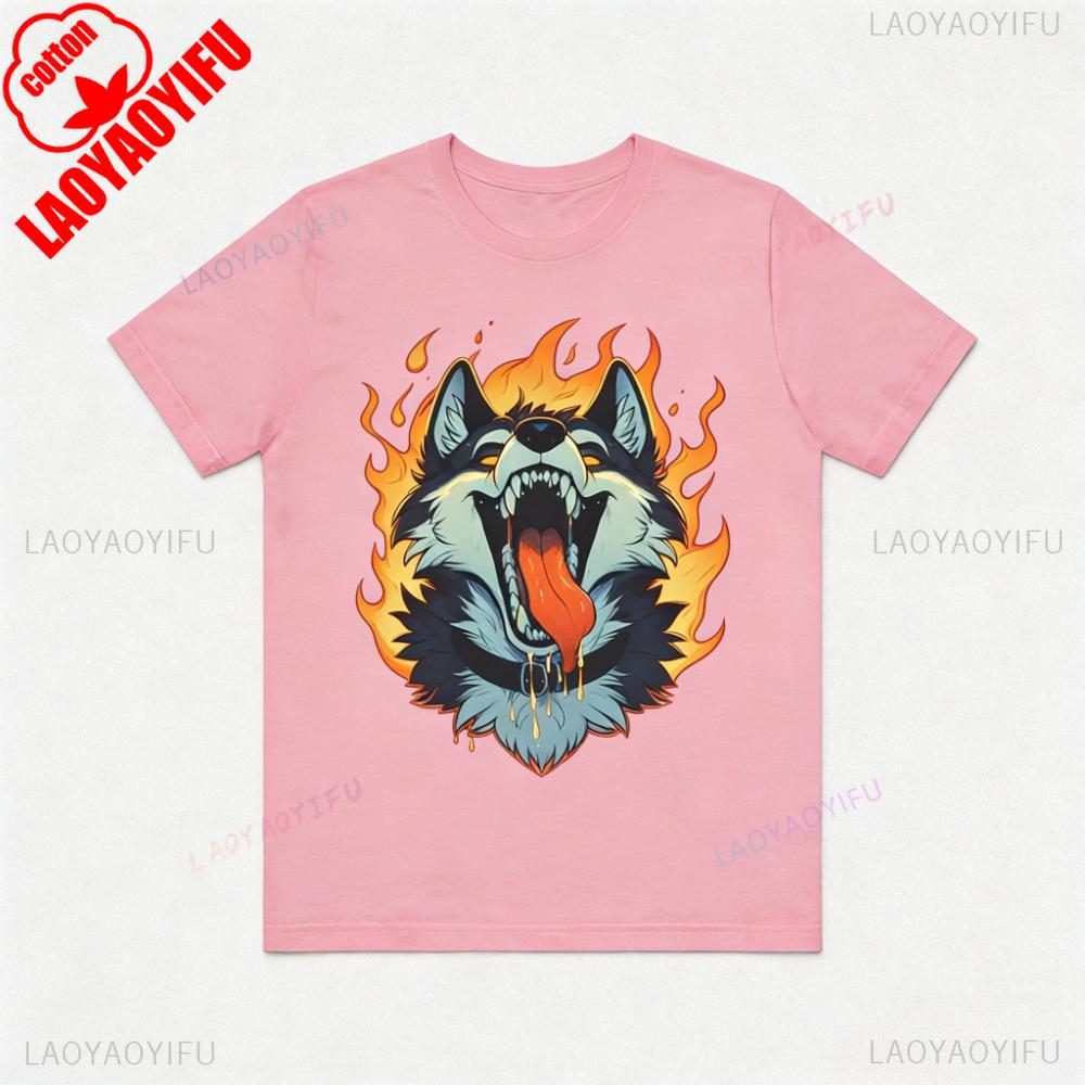 Yiff in Hell Furry Shirt Fursona Fandom Tshirt Hot Furry Wolf Printed TShirt Modern and Trendy Mens Tee Cosplay Role Play Tops