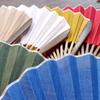 Japanese Style Retro Shell Shaped Fan Elegent Cotton Linen Folding Fans Women Wedding Hand Fans Ancient Cheongsam Hanfu Decor