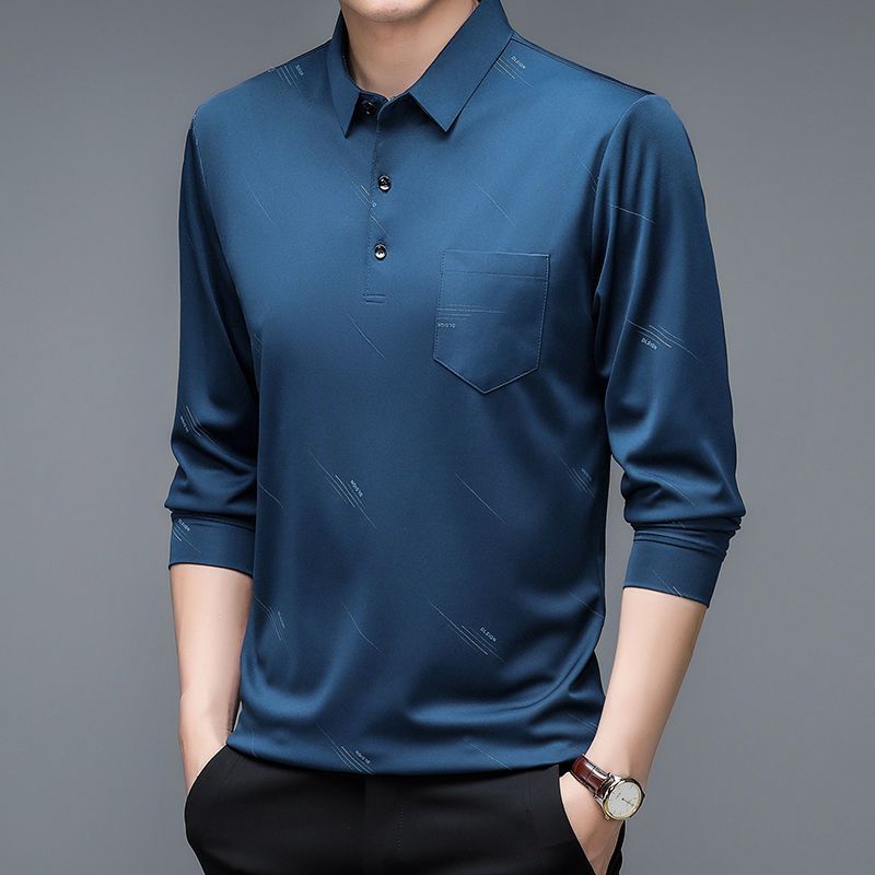 Men Business Fashion Long Sleeve Polo Shirts Spring Autumn New Lapel Korean Male Clothes Streetwear Casual Thin Smooth Tops 2026