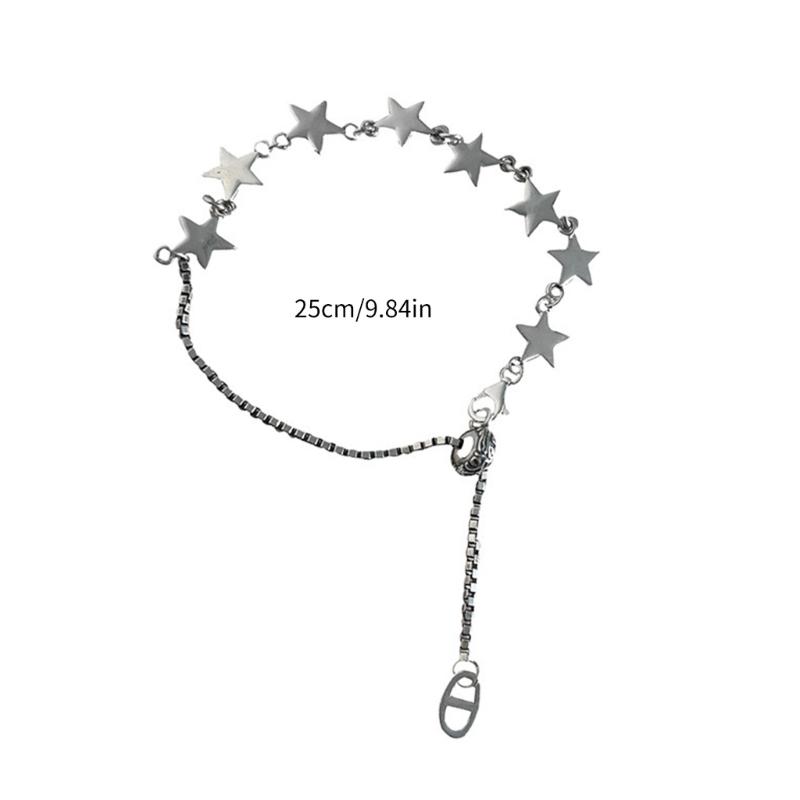 Simple Star Bracelet Metal Link Chain Charm Bracelet Fashion Adjustable Bangles Statement Jewelry for Women Girls
