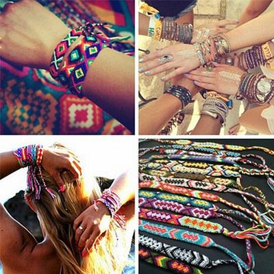 Bransoletka przyjaźni Ręcznie tkane sznurki linowe Bransoletki z haftem Hippy Boho