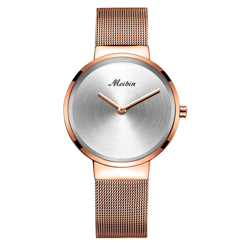

Брендовые водонепроницаемые кварцевые часы MEIBIN для пар, женские или мужские часы со стальным ремешком, часы для пар WOMEN