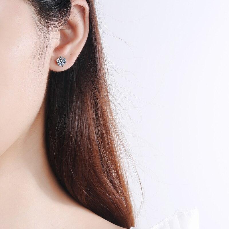0 .8 Carat D Color Moissanite Stud Earrings For Women Top Quality 100 %925 Sterling Silver Sparkling Wedding Jewelry