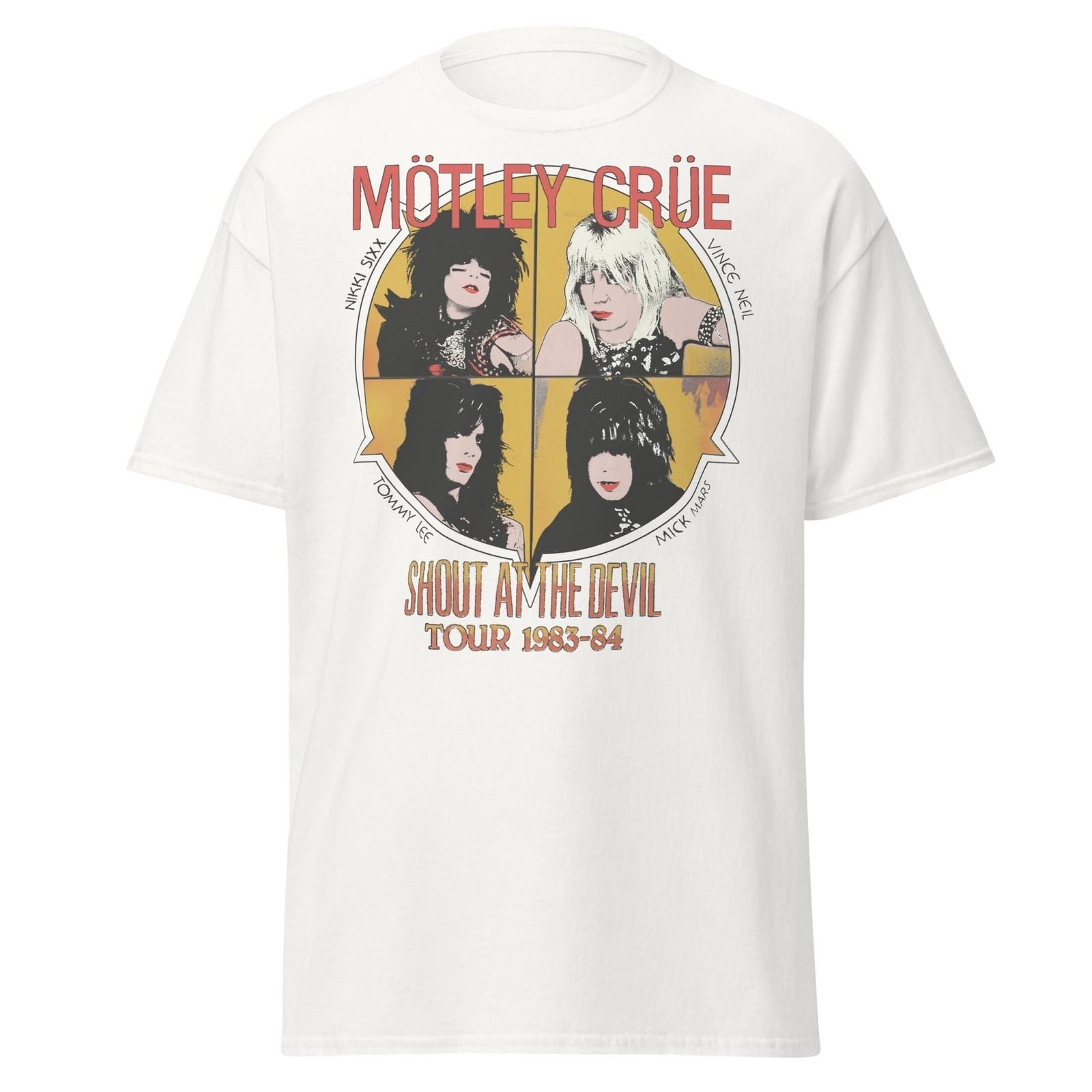 Stakes Motley Crue Shout 8384 Tour Jumbo Print T-Shirt T-Shirt White New XXXL