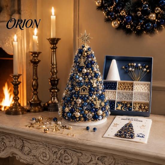 Handmade Gift for Craft Lovers DIY Beaded Tree Kit Adults, Christmas Bead Kit, Decorative Faux Pearl Beading 3D Ornament Holiday Tabletop Mantel
