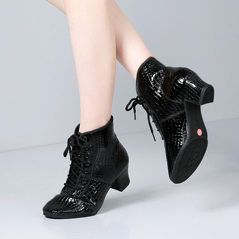 New Latin Dance Shoes Soft-faced High-top Dance Shoes Square Dance Shoes Women's Soft-soled Catwalk Body Shoes Practice Boots