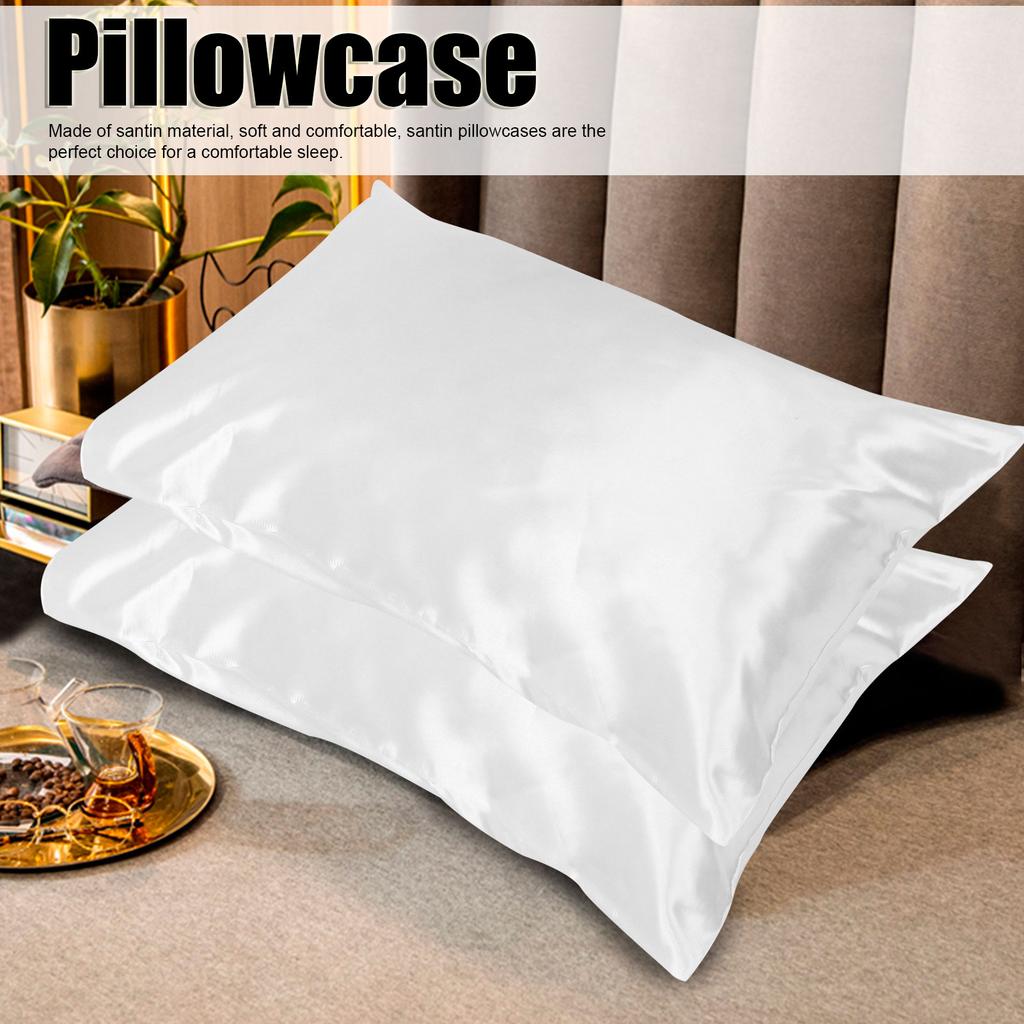 2pcs 75 X 150D Satin Pillowcase Soft Pillow Cover With Envelope Sealed Beddings