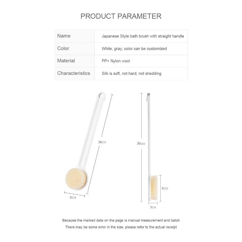 Long Handle Bath Brush - Soft Bristle Back Scrubber for Exfoliating & Body Cleaning, Bathing Tool with Comfortable Grip