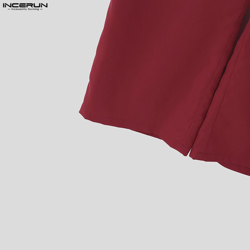 INCERUN Two Pieces Men Outfits Sleeveless Cropped Waistcoat Tops Long Pants Casual Sets