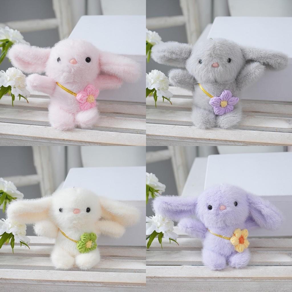 Rabbit Plush Flower Keychain Cartoon Pendant Backpack Decorations Gift Kids