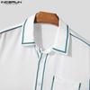 INCERUN Men Lapel Neck Sleeveless Buttons Up Stitching Semi-Sheer Casual Tank Tops