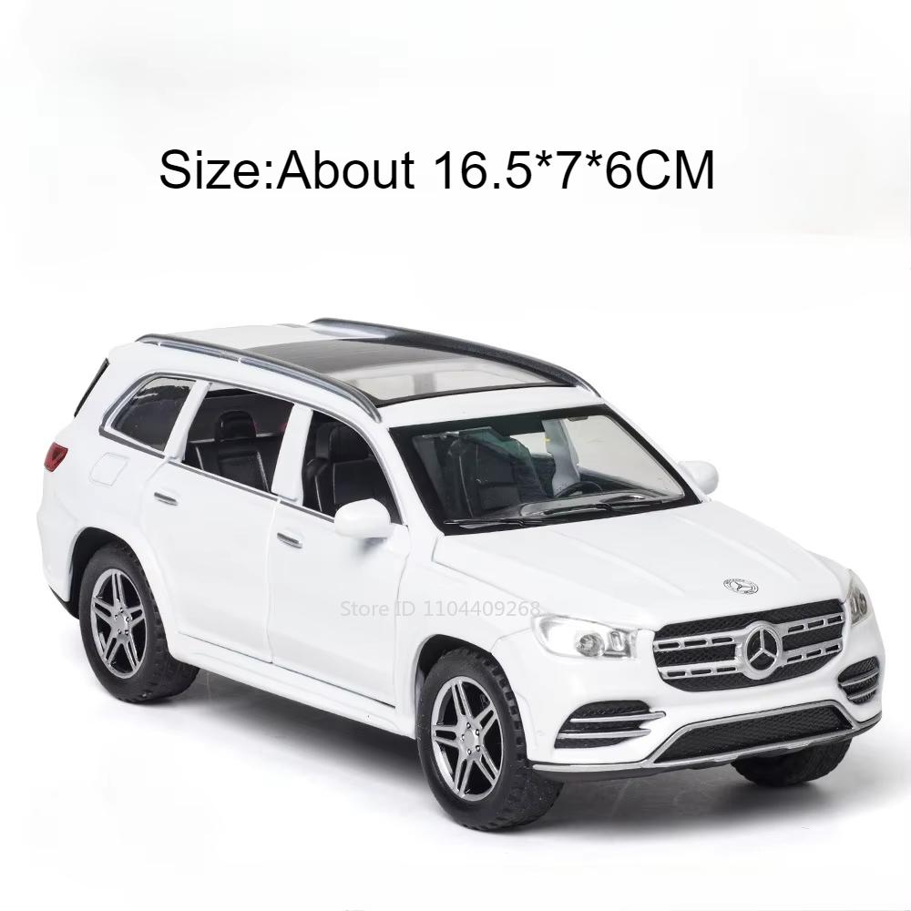 1:32 LX570 GLS580 SUV Car Model Toy Diecast Metal Doors Opened Sound Light Pull Back Off-road Vehicle Models Decorative Gifts