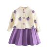 Toddler Kids Children Baby Girls Floral Knitted Cardigan Sweater Coats Skirt Set