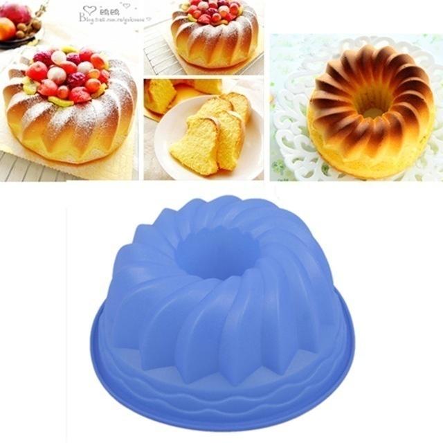 1pcs Flower Shape Sugarcraft Embossed Chimney Shaped Cake Silicone Mold Pan Baking Accessories Random Color