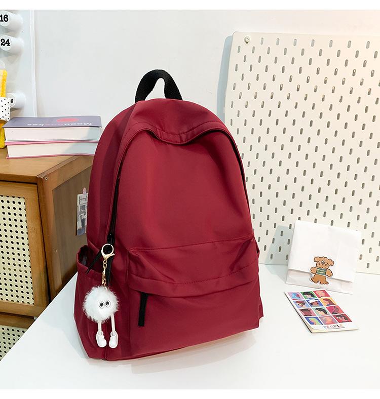 School bag new fashion solid color large capacity school bag Korean version ins versatile simple backpack casual spring outing light backpack