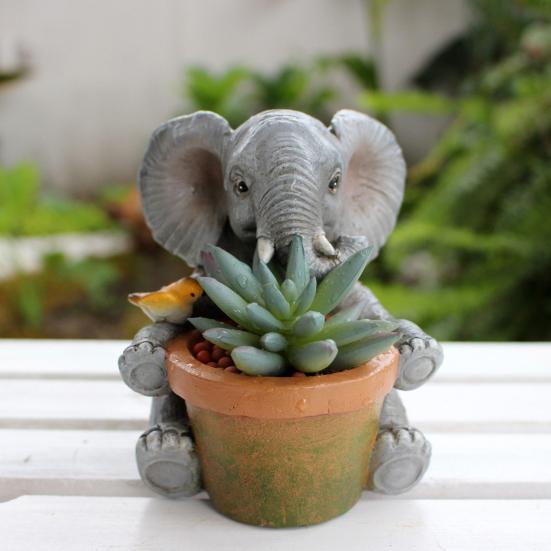 Härlig elefantblomkruka Handgjord hartsplanta Kruka Dekorativ saftigväxtkruka för Hem Rum Trädgård Balkong Kontor