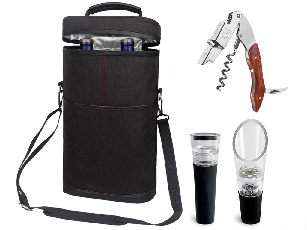 Cooler Bag for 2 Bottles Wine Bag Portable Bucket Carrier with Ice Champagne Picnic Pack Free Shipping Soft Cooler Bottle Opener