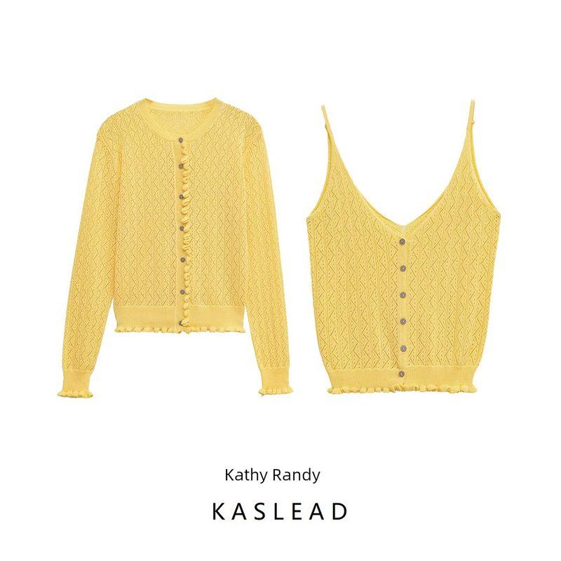 Kaslead New Women clothes Western Style Laminated Jacquard Mesh Outerwear Vest 6427057 6427058