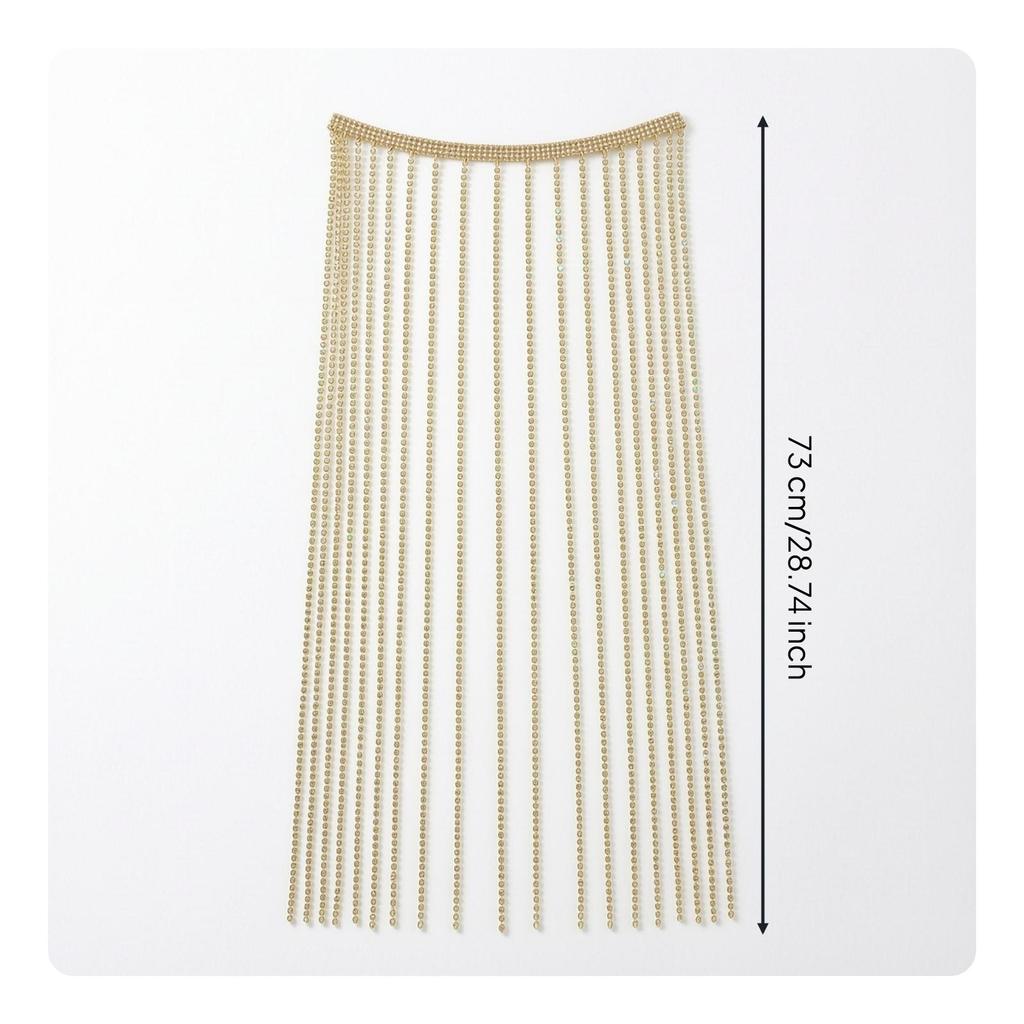 Choker with Fringe Dangling Necklace Collar Crystal Costume