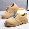 Frosted Leather Comfortable Outdoor Casual Leather Shoes Autumn Fashion Men's Thick Soled Lace Up Anti Slip Workwear Shoes