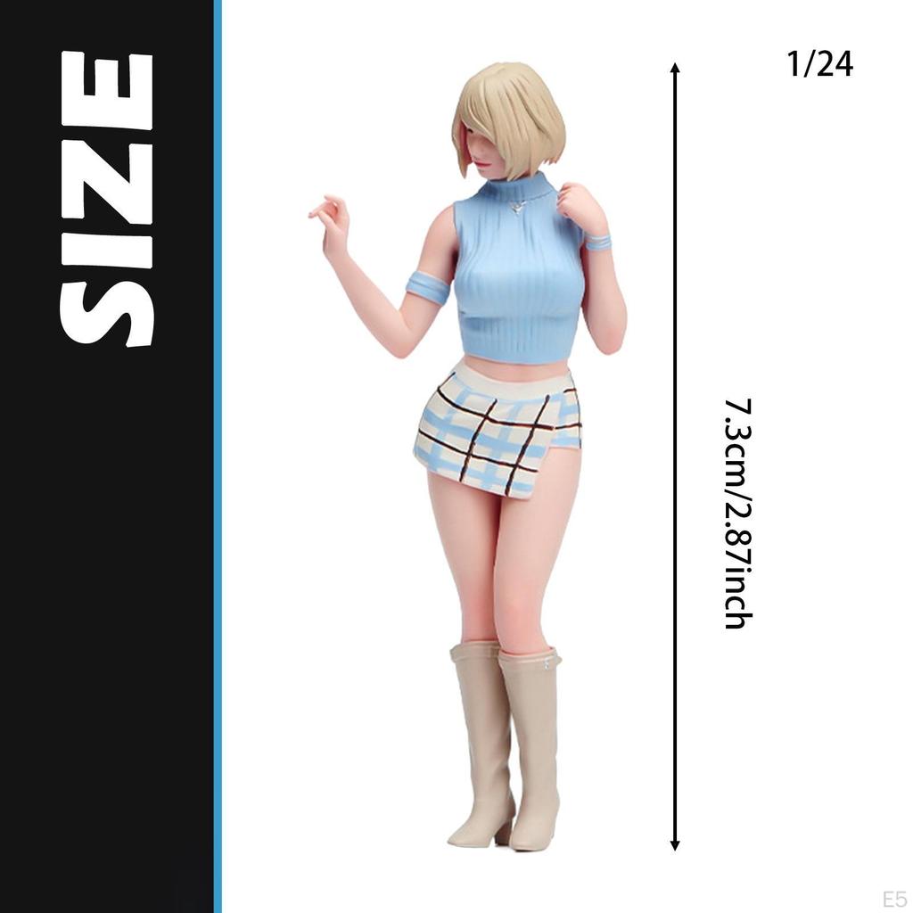 Hand-Painted Girl Figure, Female Character Diorama Miniature Figure for Fairy Dollhouse