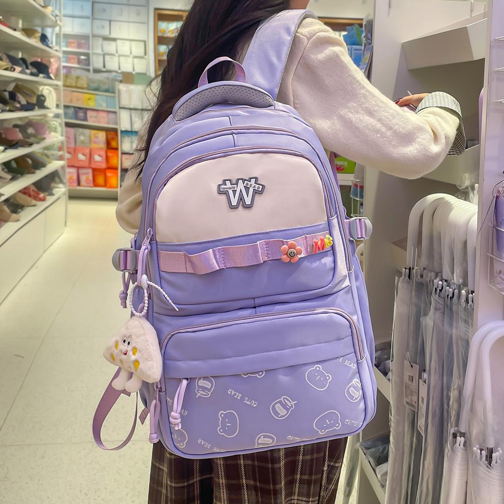 Schoolbag cute cartoon graffiti for girls, backpack for grades 1-1 in primary and secondary school, Japanese new minimalist INS style small backpack