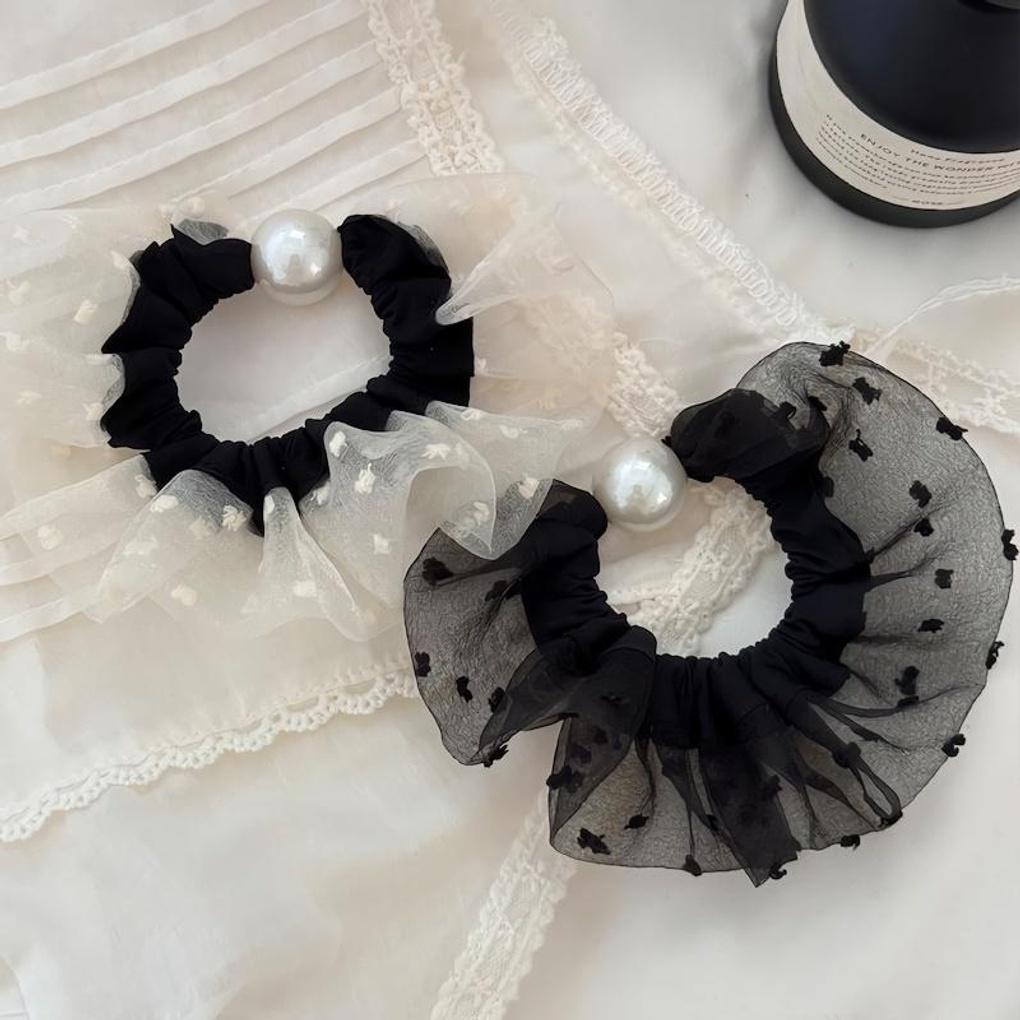 Women's Puff Lace Dot Scrunchie Hairband